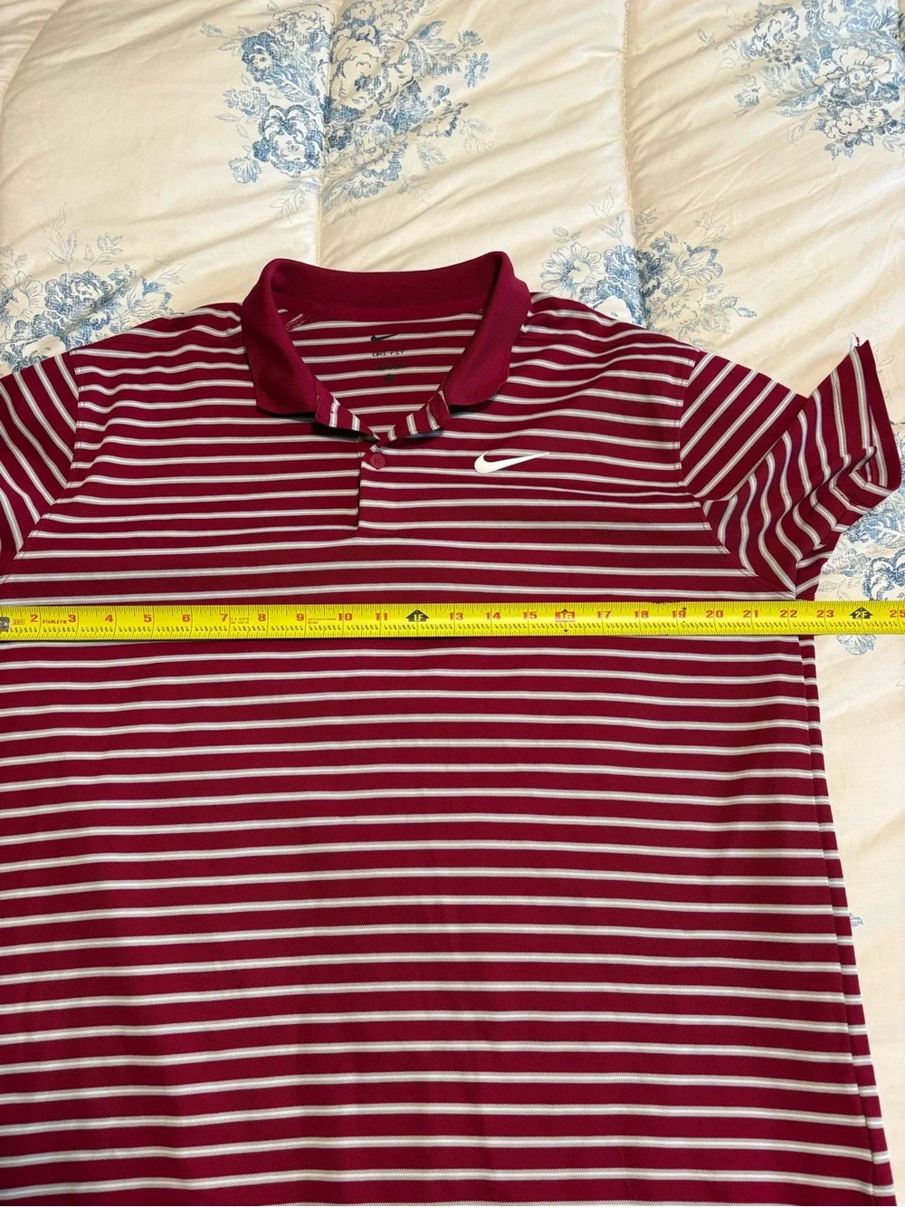 Nike Men's Short Sleeve Shirt Size Large Dri-fit Polo Red Gray Golf Casual
